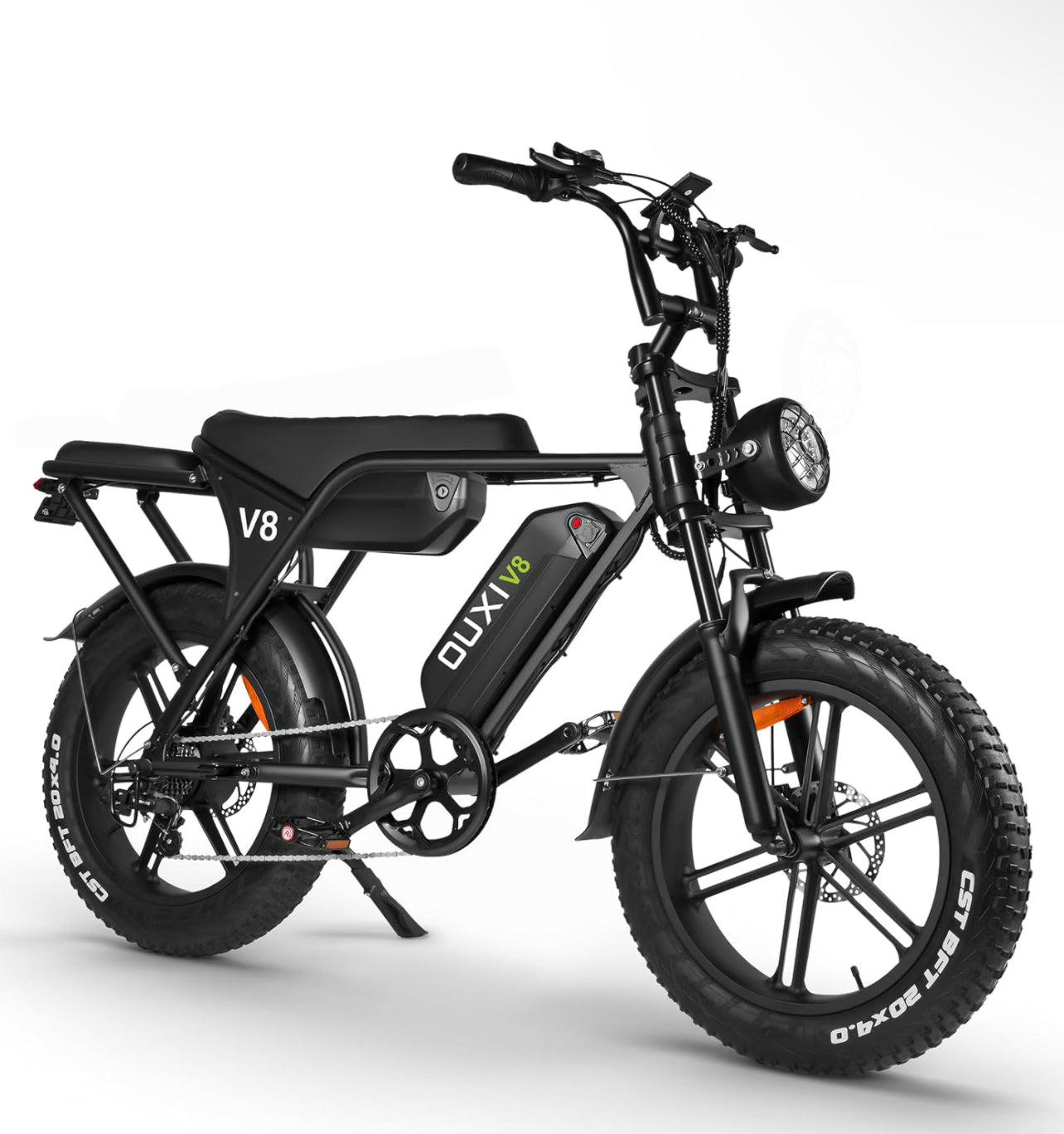 V8 Max Electric Bike Adults, Electric Mountain Bike with Dual 48V 15Ah Removable Larger Battery, 750W Motor Adult Electric Bicycles, 20''x 4.0 Fat Tire E Bike 7-Speed, Hydraulic Brake, Black
